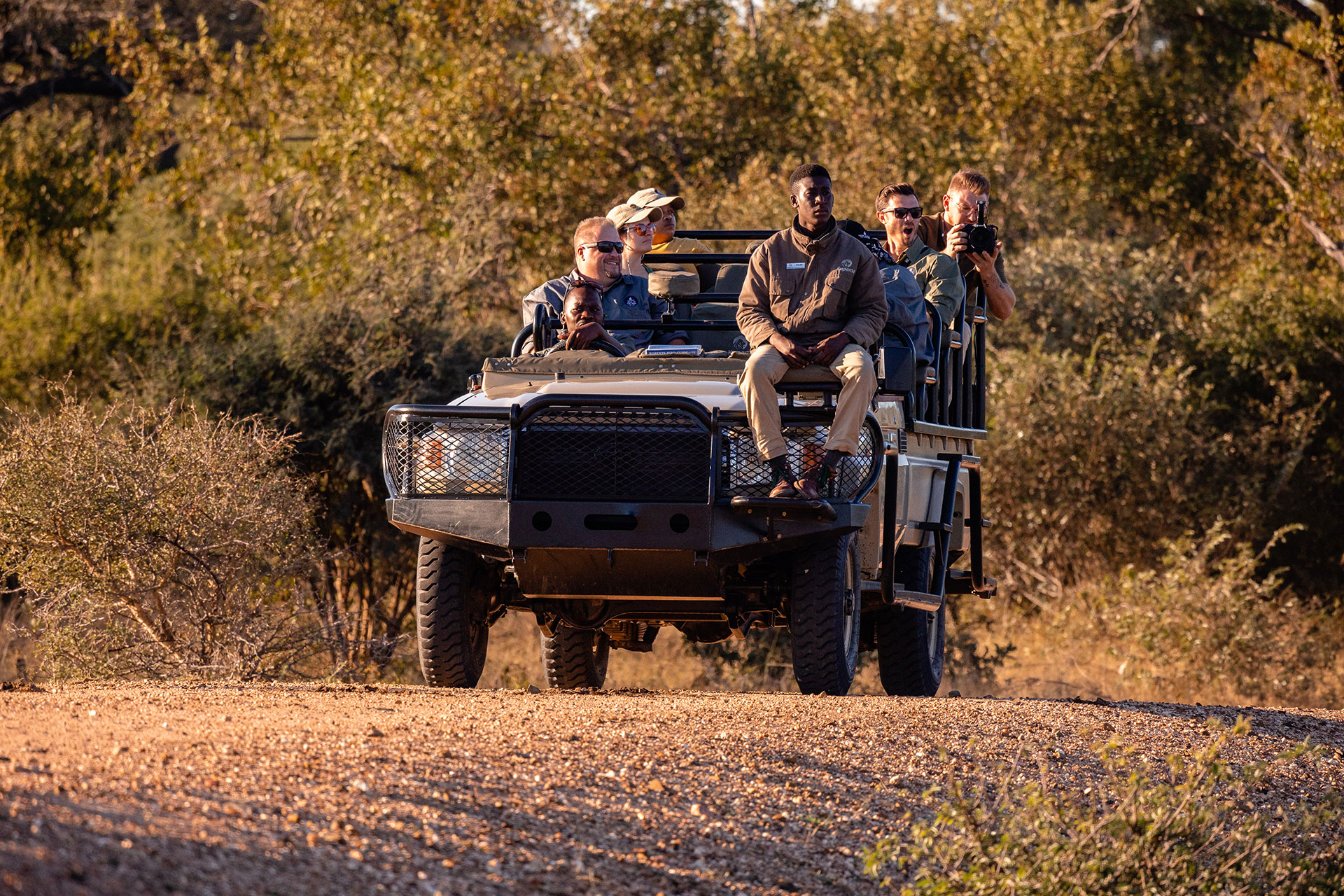View Of Guests On Safari At Kapama Private Game Reserve